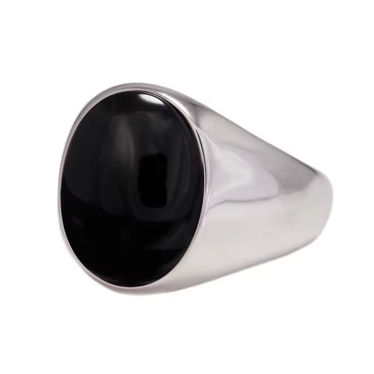 Sterling Silver Ring for Men Oval Stone Natural Agate | Turkish Vintage